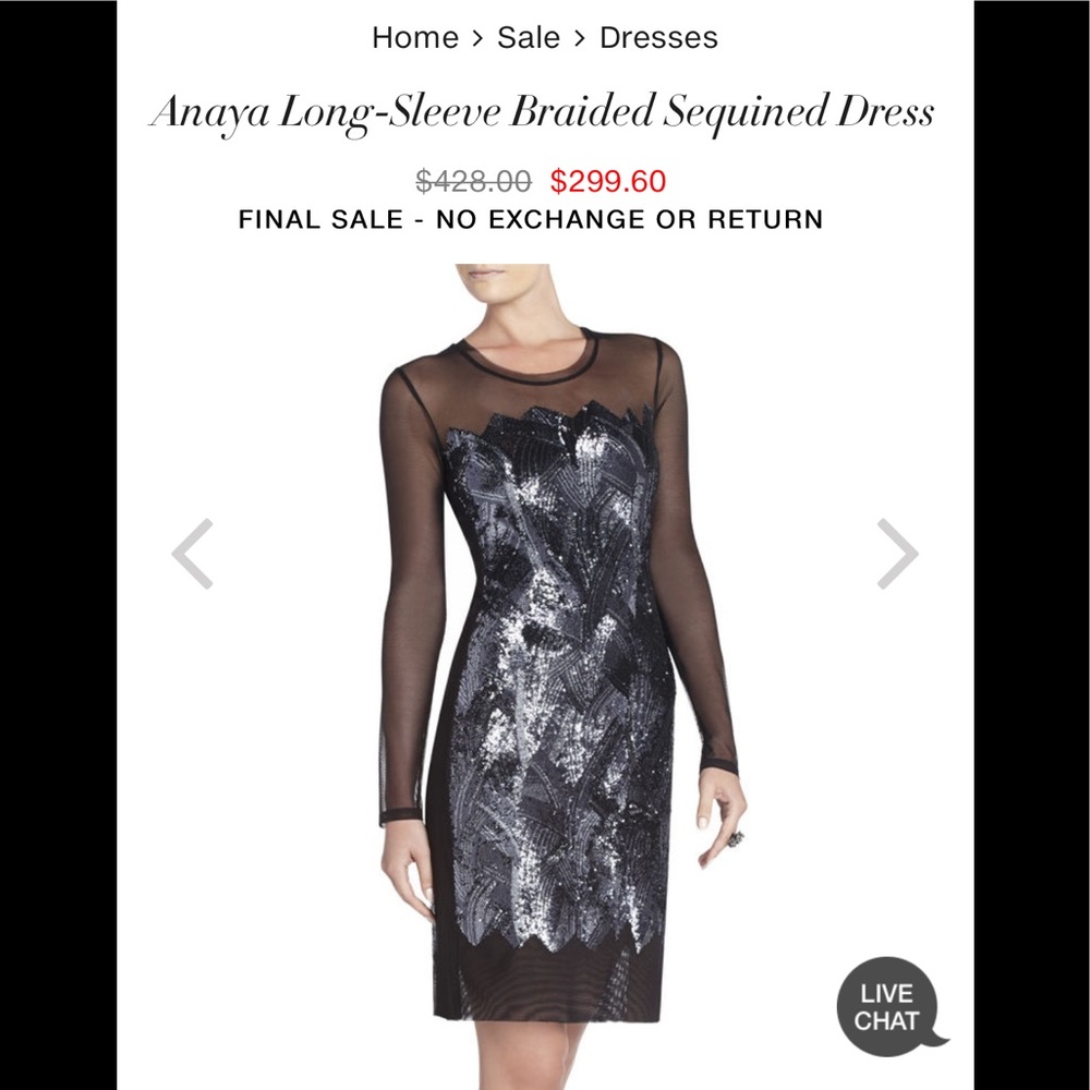 BCBG Dress - MaxAzria long sleeve sequined Anaya